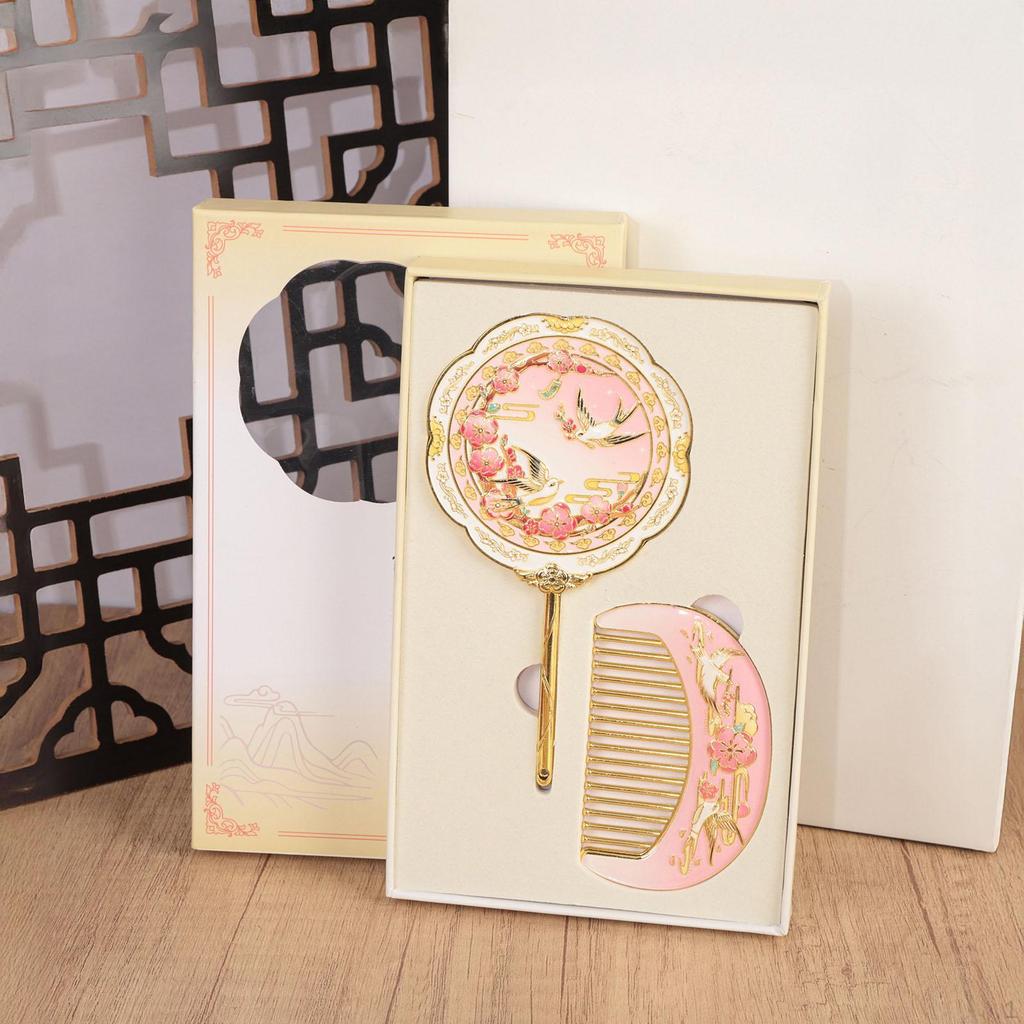 Набор карманных зеркал для женщин, девушек, антикварный дизайн, портативный, для макияжа и расческа, на День святого Валентина