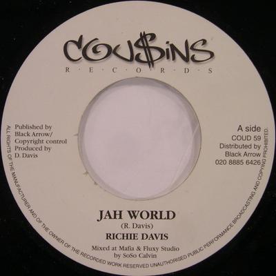 7-дюймовая пластинка RICHIE DAVIS - Jah World COUD59 Cou$ins Records UK Регги, Ска и Даб Б/У