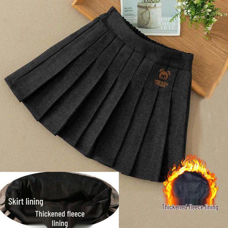 Клетчатая плиссированная юбка для девочек - Осень/Зима 2023, Модная короткая юбка в корейском стиле