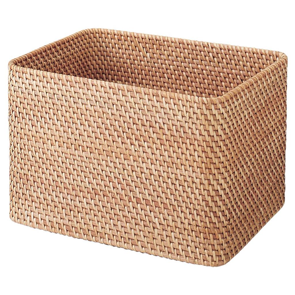 MUJI Stackable Rattan Rectangular Large 36cm W x 26cm D x 24cm H 47381313 Basket Basket, (V) Approx.