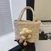 Простая повседневная нишевая соломенная плетеная сумка в иностранном стиле, популярная плетеная сумка для женщин 2024 года, новая модная портативная сумка-ведро