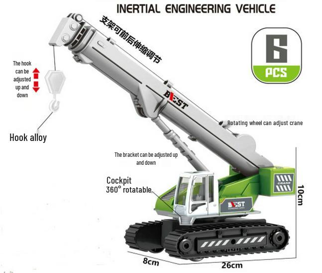 Детский набор строительной техники из сплава: Экскаватор, Снегоочиститель, Кран, Бетоносмеситель, Игрушки-симуляторы