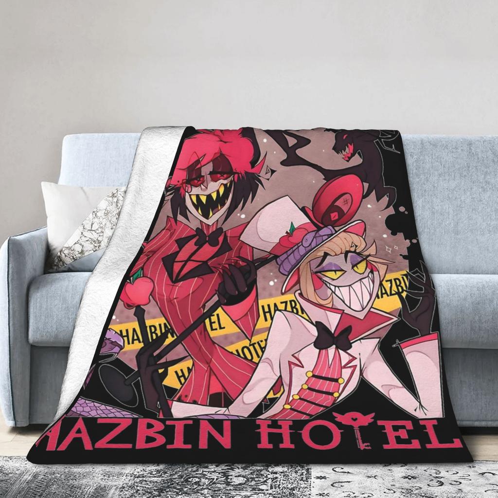 Hazbins Hotels Alastor and Lucifer Blanket Coral Fleece Plush Summer Demon Super Warm Throw Blankets for Sofa Car Rug Piece