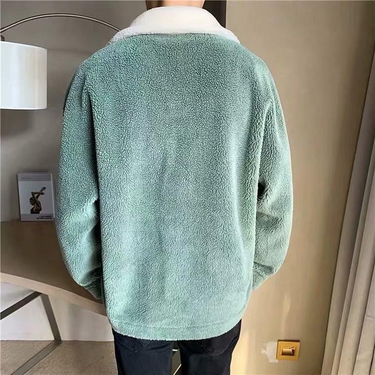 Мужская модная зимняя шерстяная куртка с лацканами, толстый теплый полар-флис и хлопковое пальто для подростков.