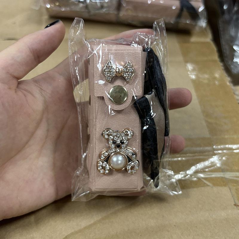 Internet celebrity new bear diamond lipstick bag pendant Xiaoxiangfeng change bag keychain small bag portable when going out