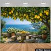 2D Фон для Фотосъемки Вид на Средиземное Море Сад с Лимонами Патио