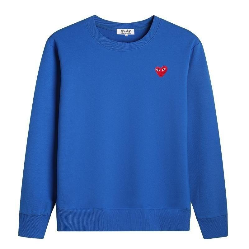 Unisex Cotton Long Sleeve Crewneck Sweatshirt With Embroidered Heart Design Casual Oversized Fit