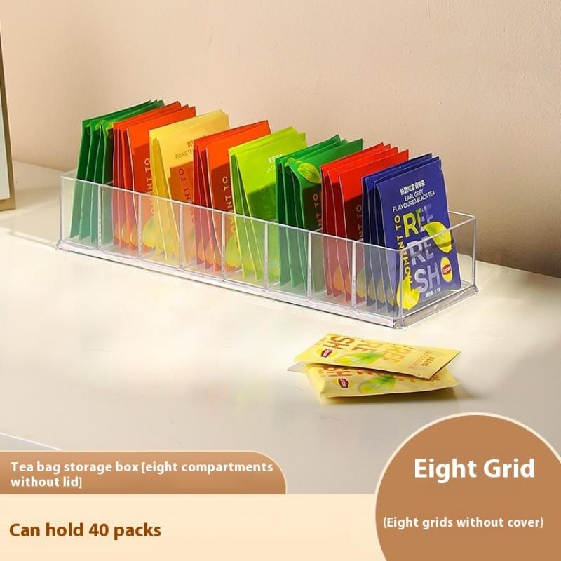 Flower Tea Bag Storage Box Transparent Display Box 8-Grid Classification Box Multi Functional Desktop Organizing Tool