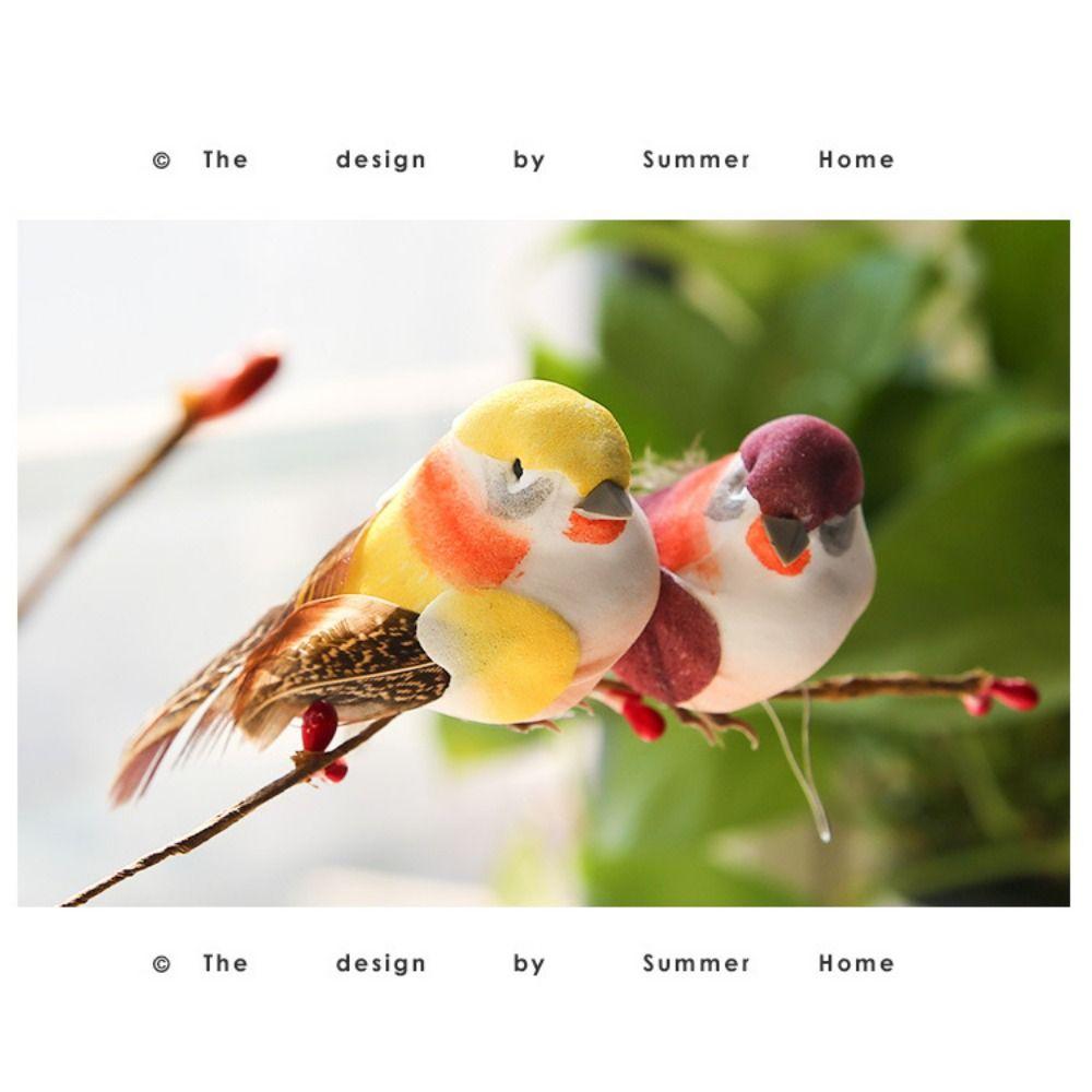 6PCS DIY Accessories Artificial Birds Mixed Color Artificial Bird Model  Garden Ornament