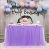Rectangle Table Skirt Cover 3 Meters Birthday Dessert Table Party Table Skirt Cloth Elastic Mesh Pleated Wedding