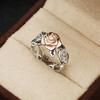 14k Rose Gold Plated Flower Ring - Retro European 925 Silver Engagement Ring