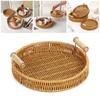 1Pcs Fruit Vegetable Cake Wicker Storage Tray Round Shape Plastic Rattan Threads Basket
