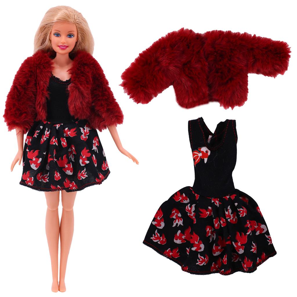 Плюшевый жилет + платье для куклы Барби 30 см, одежда, аксессуары, 1/6 BJD, игрушки для девочек, подарок на день рождения