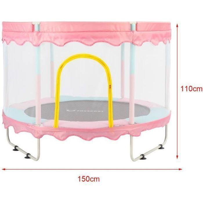 FOXSPORT Trampoline Enfants, Avec Panier De Basket-ball, Coussin Rebondissant, Protection Des Bords, À Partir De 2 Ans – Rose