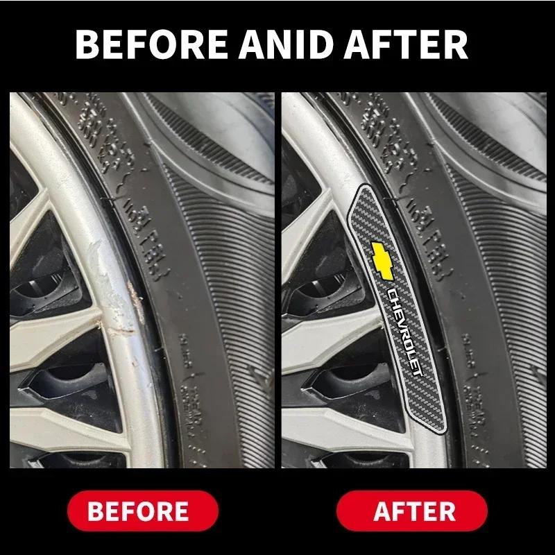 ZBJ1 4Pcs Car Wheel Hub Rim Stickers Auto Decor Decals Carbon Fiber Sticker For Chevrolet Cruze Captiva Sail Corsa Aveo Accessories