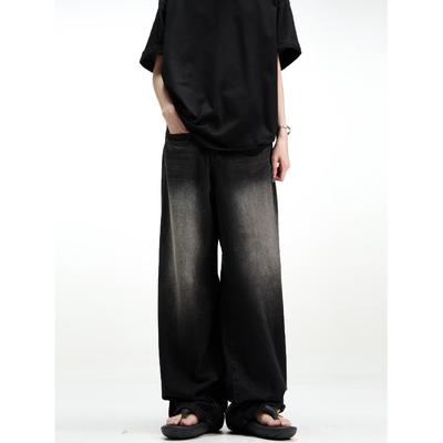 Ретро джинсы мужские осенние новые стильные взрывные уличные хулиганские красивые повседневные брюки для подростков свободные прямые широкие мужские брюки