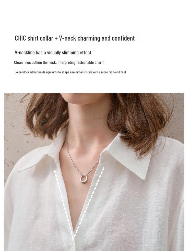 Женский легкий кардиган-рубашка с длинным рукавом из чистого льна - Минималистичный, однотонный, свободного кроя, летний стиль с лацканами