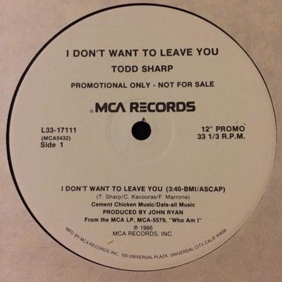 12-дюймовая пластинка ТОДД ШАРП - Я не хочу тебя покидать L3317111PROMO MCA Records 1986 США Рок Б/У