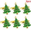 6Pcs Christmas Napkin Rings Xmas Tree Ornaments Christmas Home Kitchen Dinner Table Decoration New Year Party Supplies