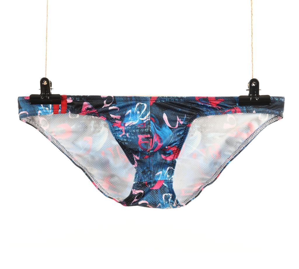 Мужские трусы-слипы из сетки с мультяшным принтом с низкой посадкой - Летний молодежный стиль E-073