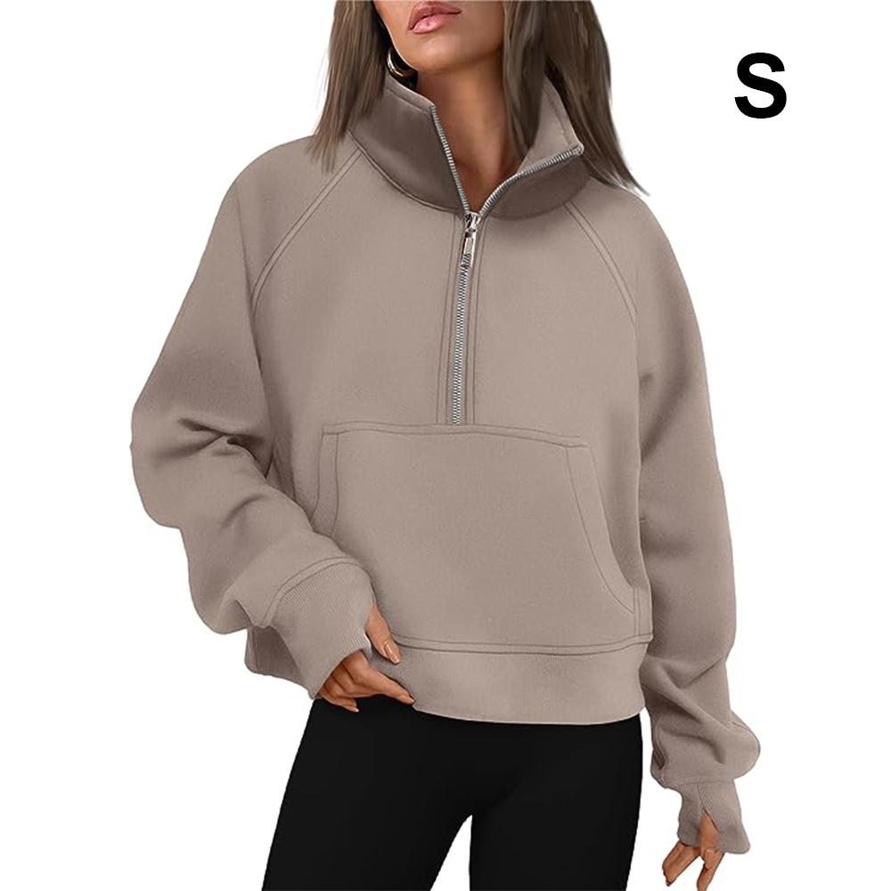 Женские толстовки на молнии, укороченный пуловер, флисовые толстовки на молнии на четверть, осенняя одежда, одежда с отверстием для большого пальца