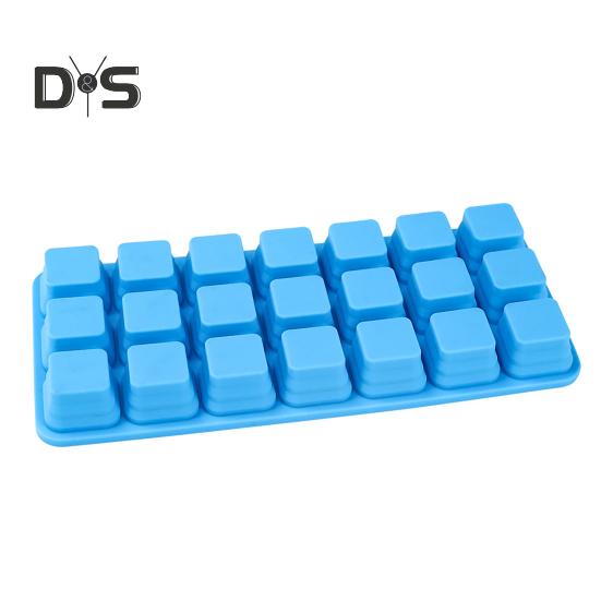 Силиконовый лоток для льда с крышкой, 21 большой кубик, легко снимаемая складная форма для льда, гибкая форма для заморозки для хранения и укладки