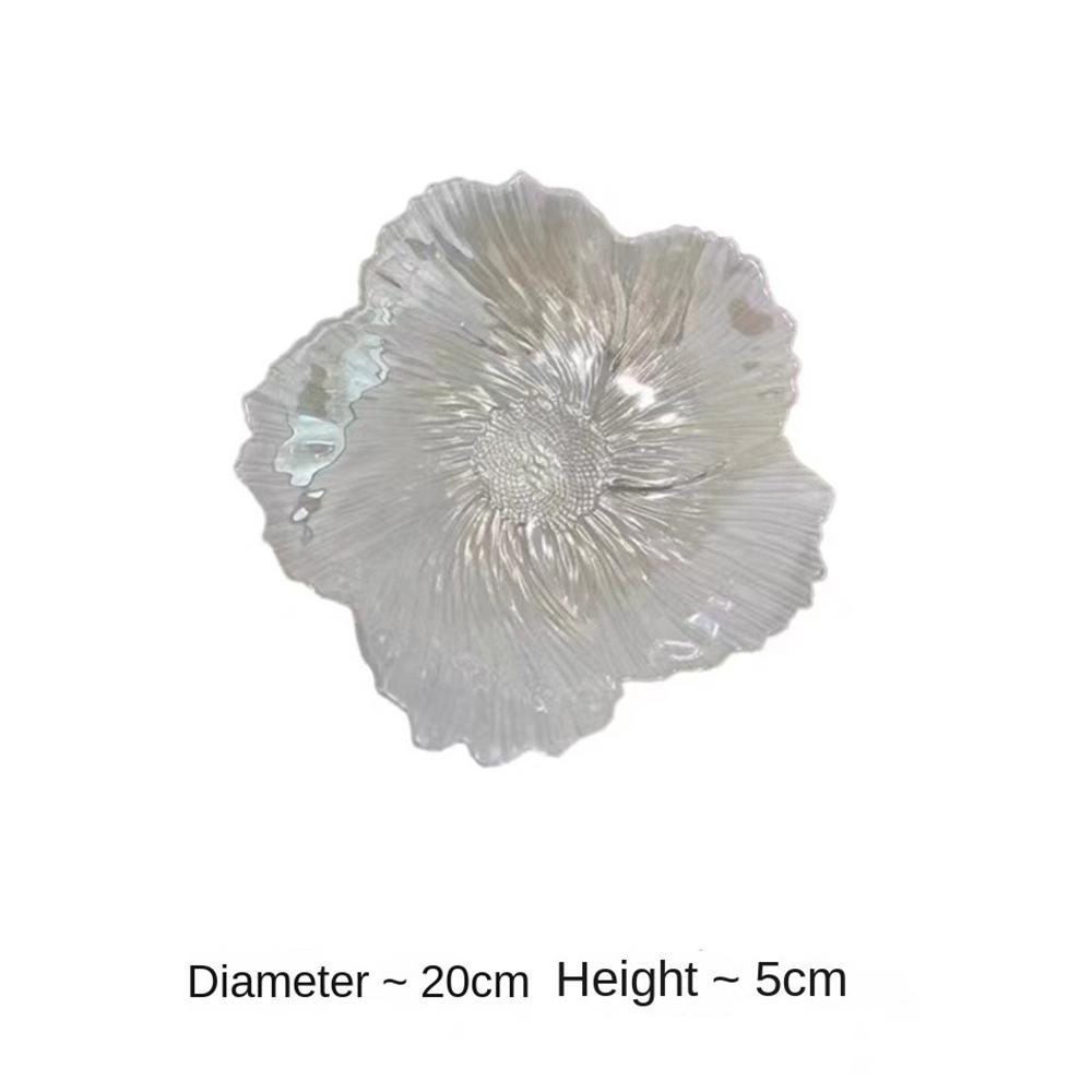 Фруктовая тарелка в форме цветка в скандинавском стиле, бытовая хрустальная стеклянная перламутровая белая тарелка для хранения закусок, большая емкость