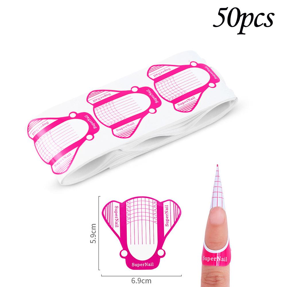 50 шт., французские формы для ногтей, формы для наращивания ногтей, наклейки, акриловые кривые, накладные направляющие для ногтей, маникюрный держатель, набор инструментов