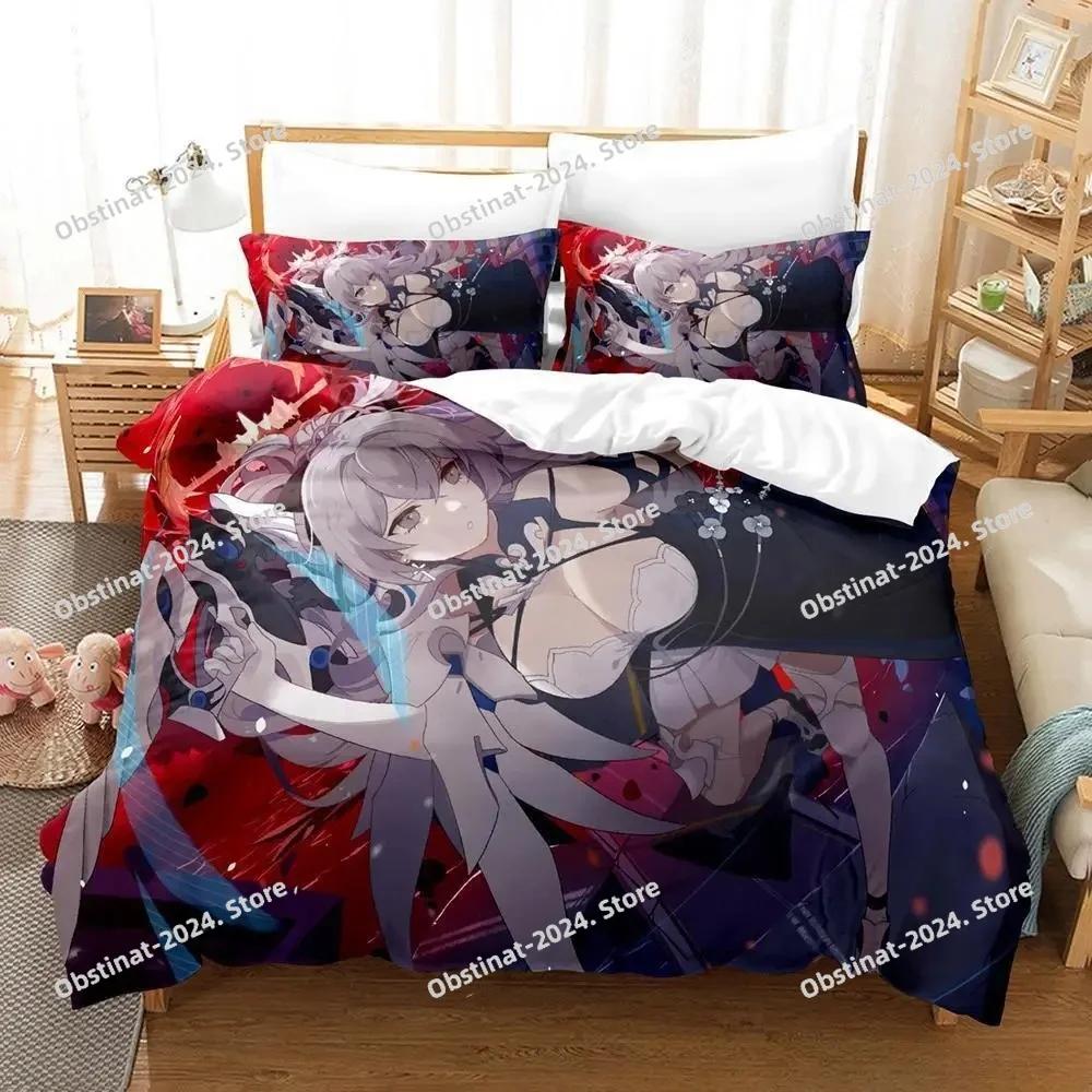 Новый 3D Аниме Honkai Impact 3rd Комплект постельного белья Печать С наволочкой Пододеяльник Мягкий Односпальный Двуспальный Queen Super King Размер
