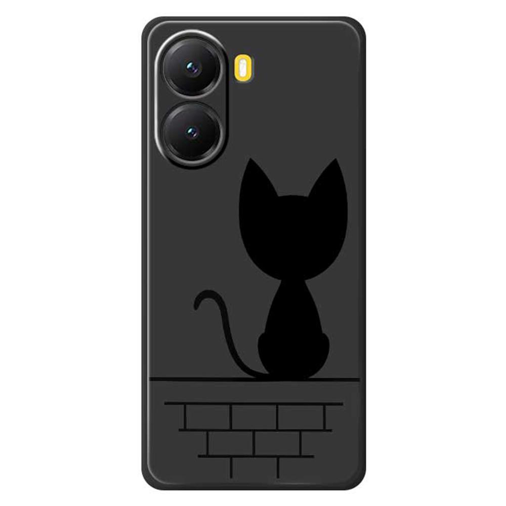 For Xiaomi Redmi Turbo 4 5G/Poco X7 Pro 5G Case Black Cat on the Wall Pattern Printing Straight Edge TPU Phone Back Cover
