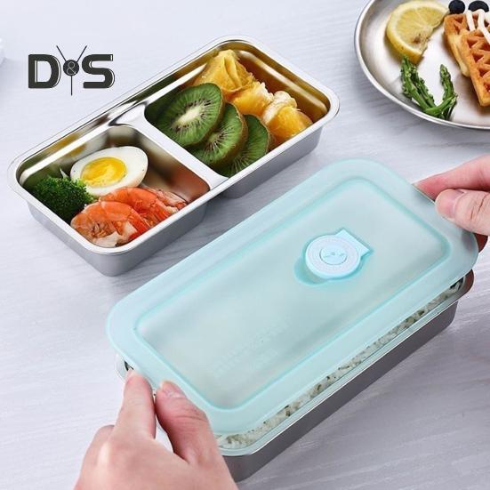 Контейнеры для закусок из нержавеющей стали, герметичные, с 2 отделениями, контейнеры для макания, многоразовые контейнеры для приправ с крышками, металлический ланч-бокс для закусок и соусов