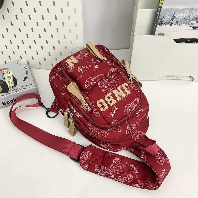 Нагрудная сумка с принтом медведя, женская сумка на плечо, мужская сумка большой вместимости для велоспорта и кросс-боди