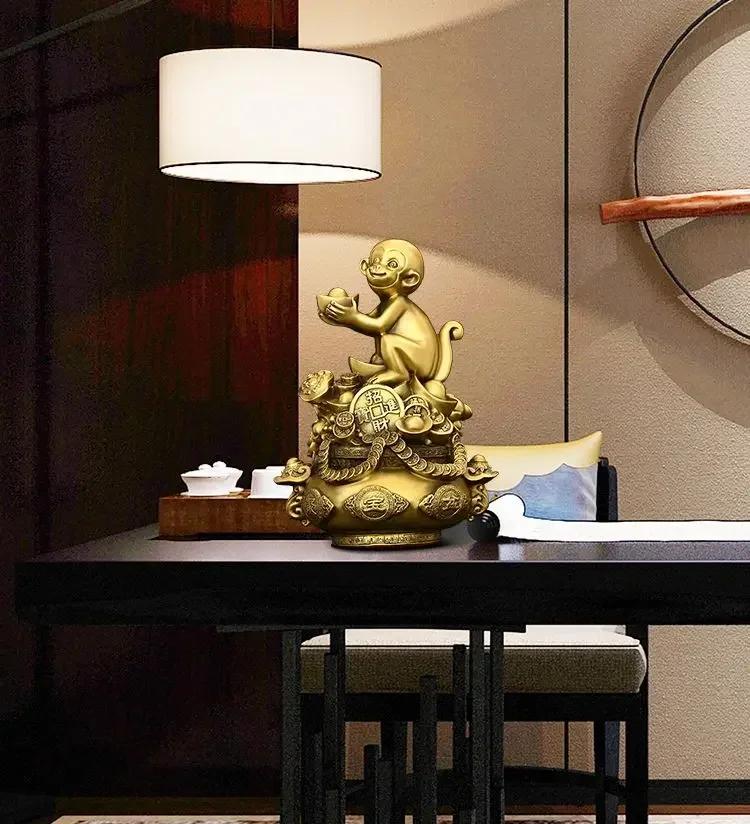 Медные обезьяны Украшения Горшок с сокровищами Обезьяна Жуйи Декор для гостиной и офиса