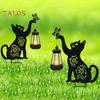 Garden Solar Light Solar-Powered Metal Cat Shape Light with Stakes Easy Installation Outdoor Rustproof Decorative Light for Garden Lawn Yard