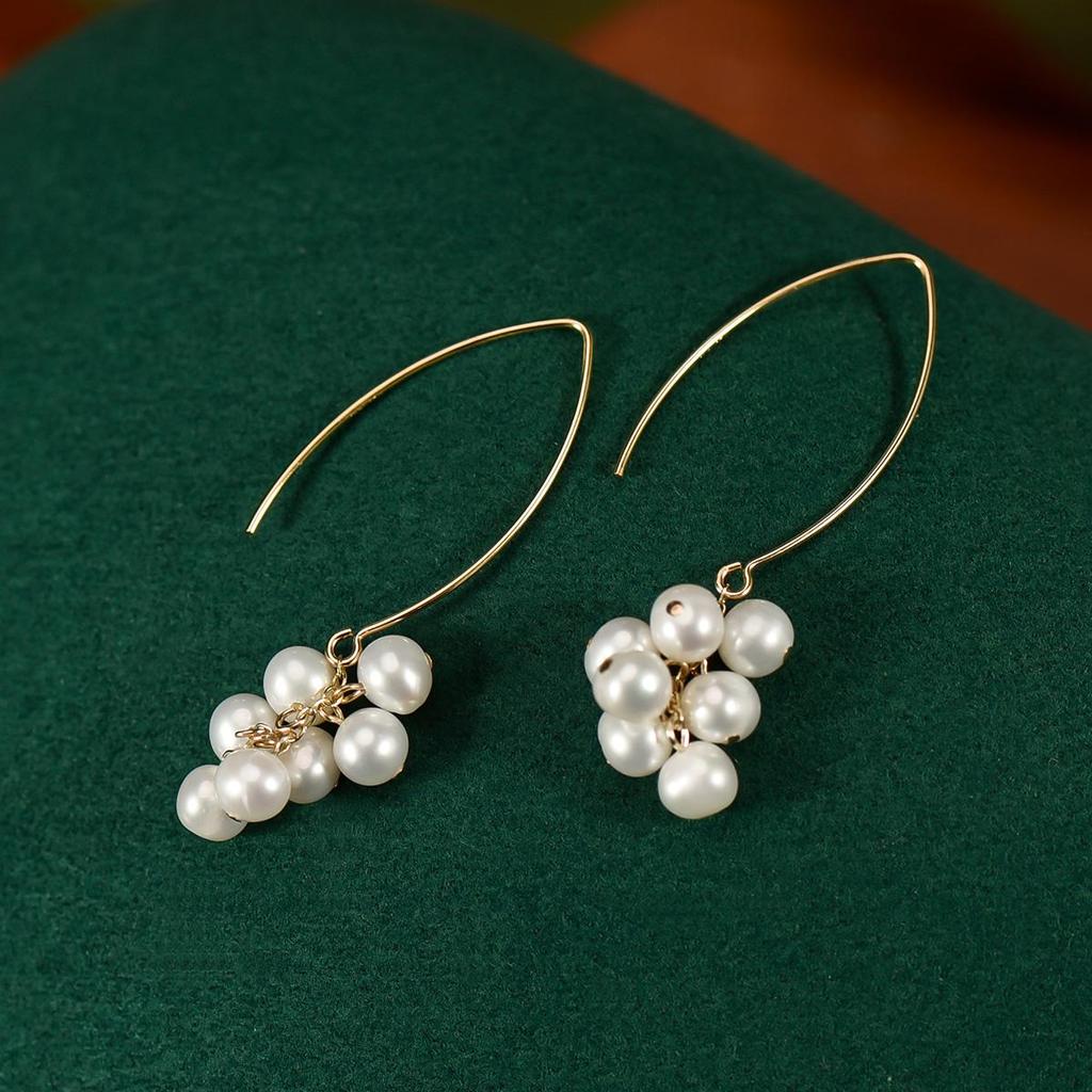 Yinujiao винтажные серьги-крючки с наполнителем из 14-каратного золота, простые базовые серьги ручной работы, изготовленные из бисера пресной воды, ювелирные изделия, подарок для женщин и дам