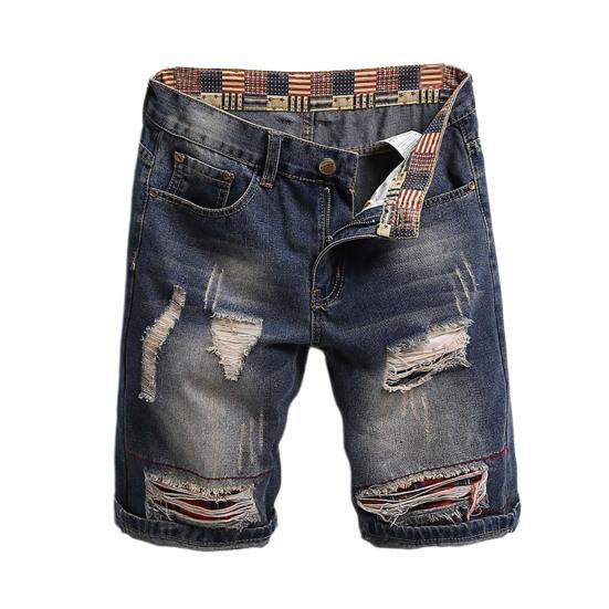 Мужские летние джинсовые шорты в стиле ретро со средней посадкой, рваные шорты с нашивками, прямые брюки с карманами, джинсовые шорты, уличная одежда