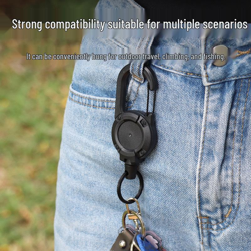 High Rebound Elastic Retractable Keychain with Steel Wire Rope and Anti-Loss Buckle