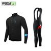 WOSAWE Winter Men's Warm Stretch Cycling Jacket Shockproof Foam Fleece Grip Mesh Breathable Road Cycling Backpacking Pants Cycling Suit