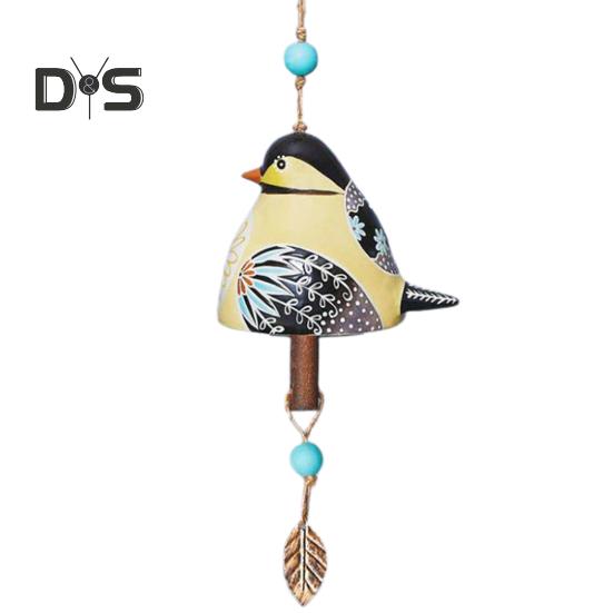 Bird Song Bell Hanging Decoration Spring Resin Bird Wind Chime Outdoor Garden Courtyard Colorful Bird Ornament Pendant Christmas Birthday Gift
