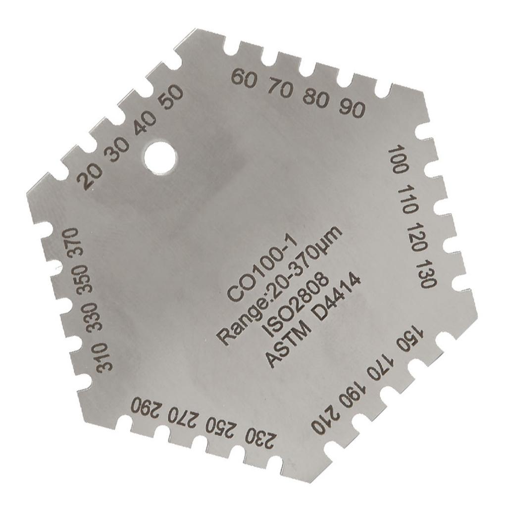 CO1001 20370um Stainless Steel Hexagonal Wet Film Comb Card Thickness Gauge Meter