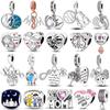 S925 Sterling Silver Mother's Gift Charm Bead Mom Love Happy Family Dangle Fit Original  Bracelet Necklace DIY Jewelry