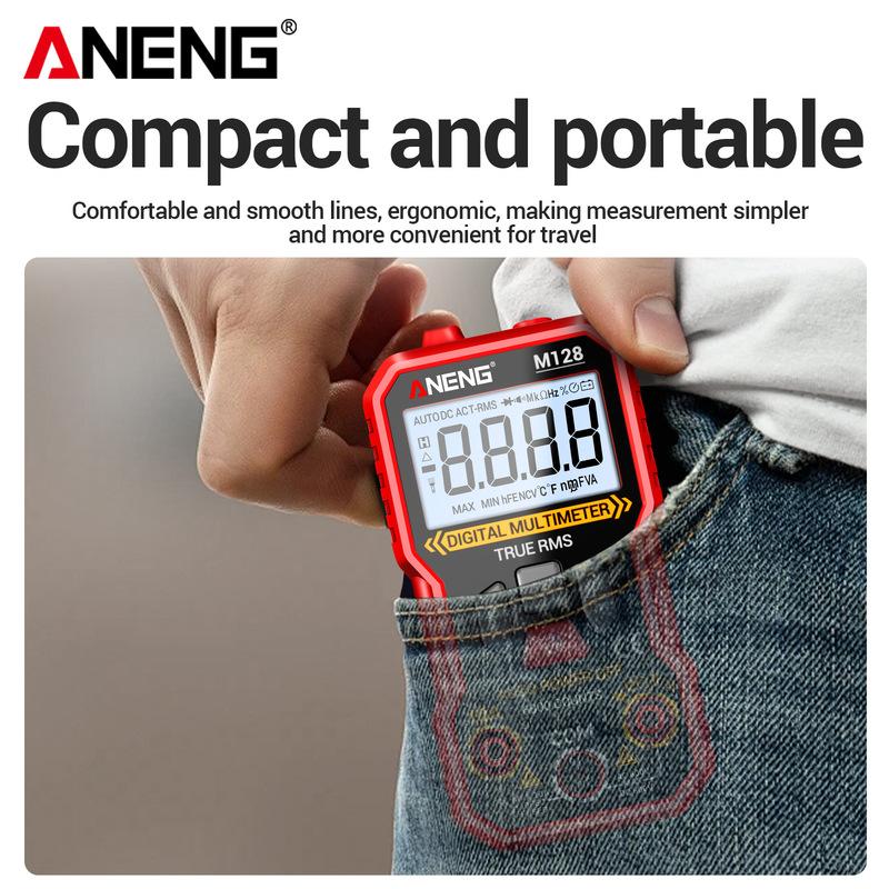 ANENG M128 Multi functional Portable Multimeter 6000 Count Backlit Screen Flashlight On/Off Beep General Electrician Multimeter