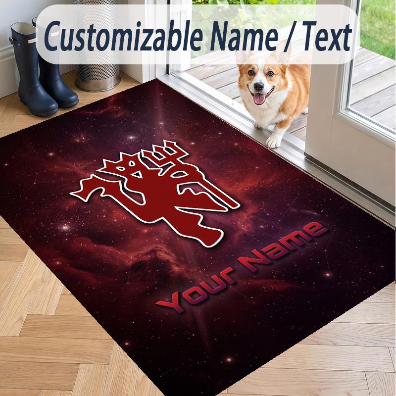 Custom Text Printed Rug Manchester United Non Slip Floor Carpet For Home Room Decor