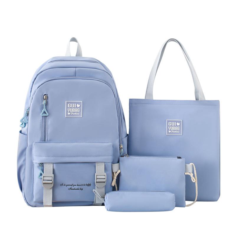 Комплект из четырех рюкзаков, однотонный женский рюкзак большой вместимости, школьный рюкзак для школьников