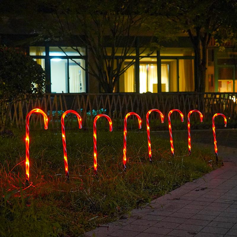 Cross-Border LED Solar Candy Cane Holiday Lights: Waterproof Outdoor Decorative Lawn Lighting