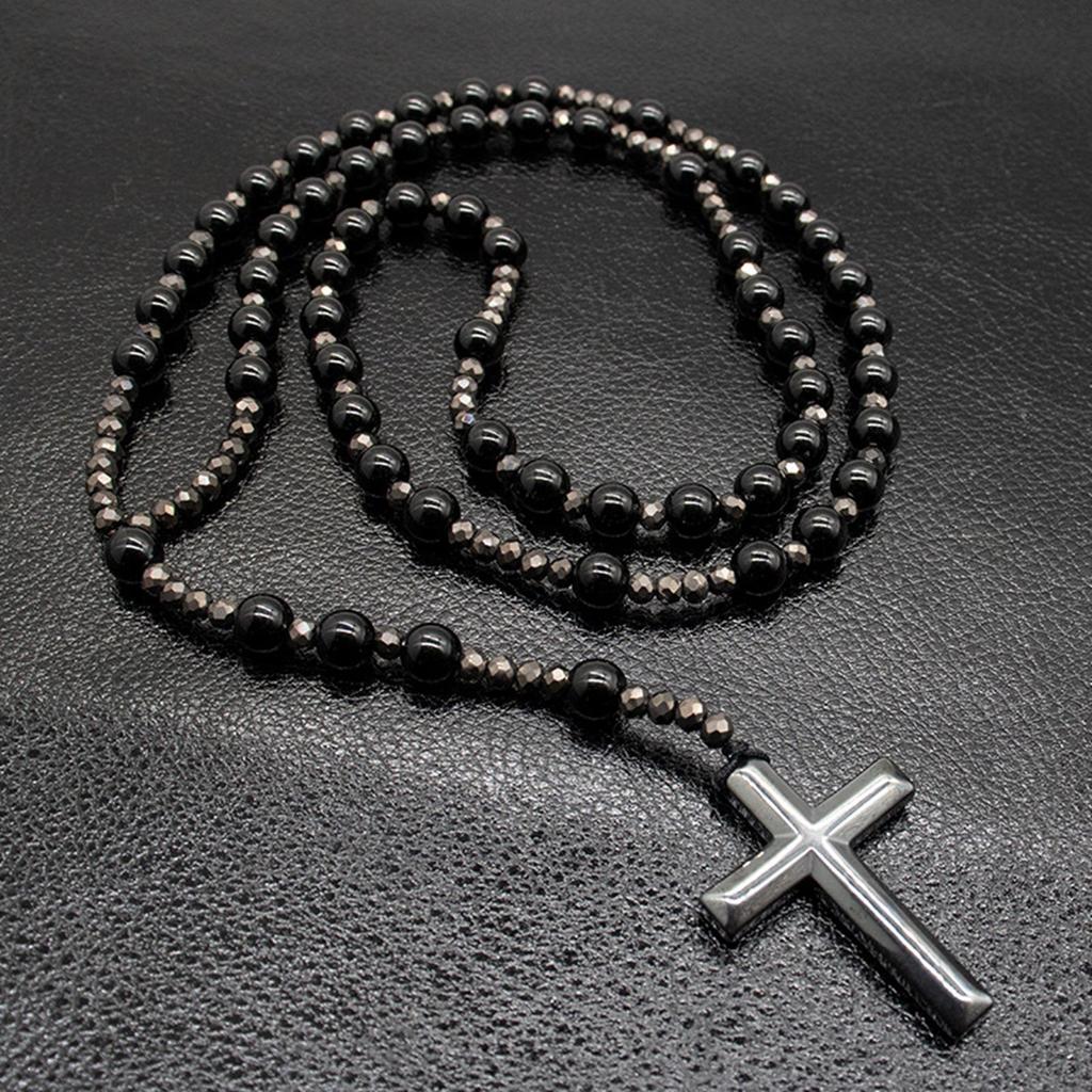 Элегантное ожерелье с крестами из бусин и камнями тигровый глаз для мужчин, религиозный подарок, унисекс, духовное ожерелье