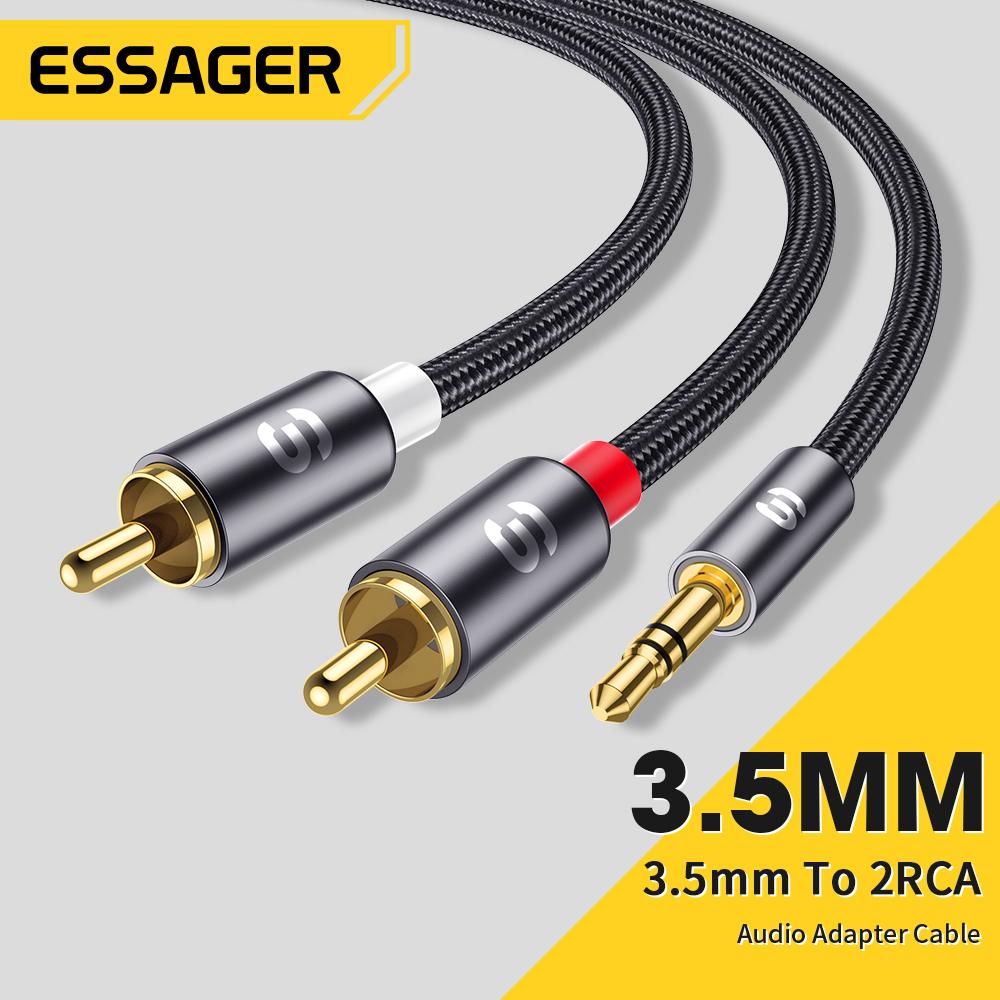 Аудиокабель Essager RCA Стерео 3,5 мм на 2 RCA Кабель Штекер-Штекер AUX RCA Разветвитель для Усилителя Аудио Домашнего Кинотеатра ПроводХороший продукт