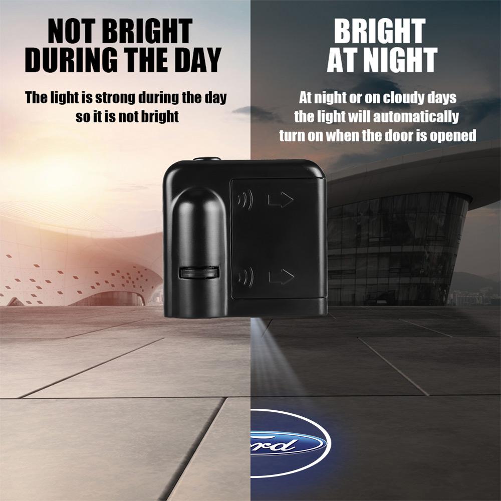 AJY1 1/2Pcs Car Door 3D Wireless Projector Lamp HD Welcome Light Accessories For Ford Ranger Focus Kuga Mustang Mondeo Fusion Escort