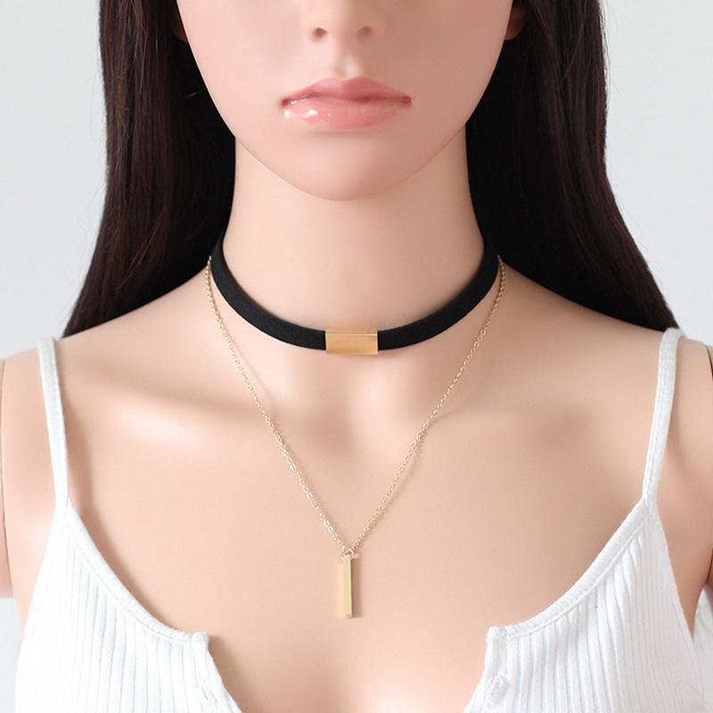 Бархатная цепочка-колье, ожерелье, подвеска из металлического стержня, ожерелья с воротником-нагрудником, женские модные украшения
