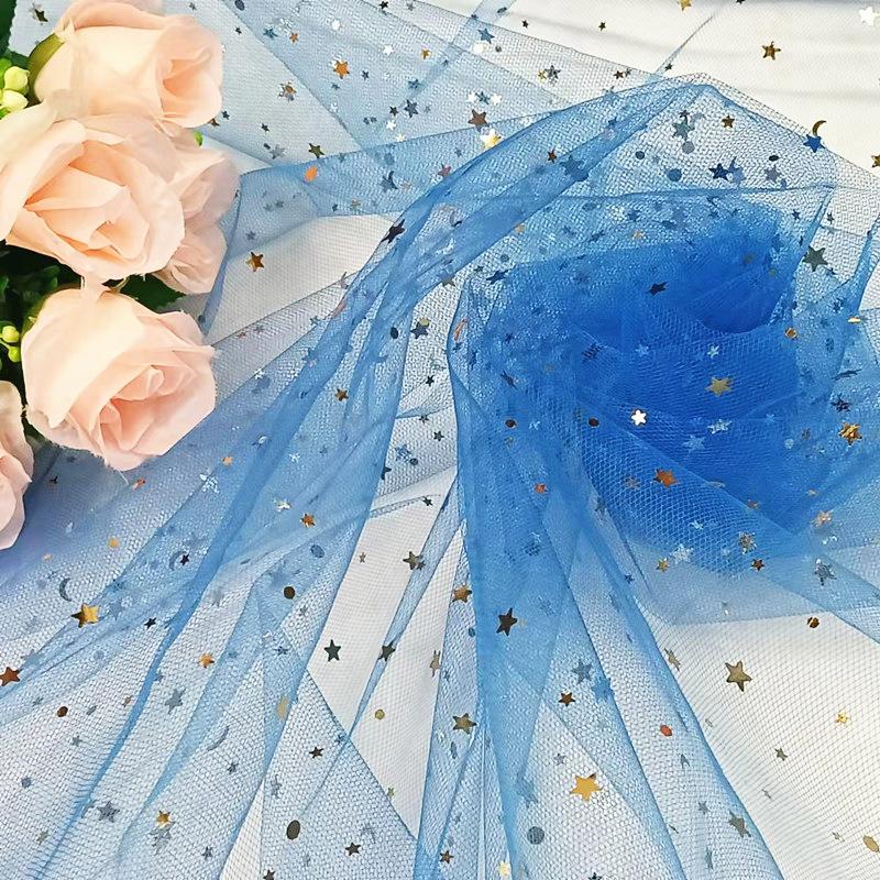 Предварительно нарезанная сетчатая ткань из тюля «Звездная луна» для букетов, юбок для стола и платьев для кукол
